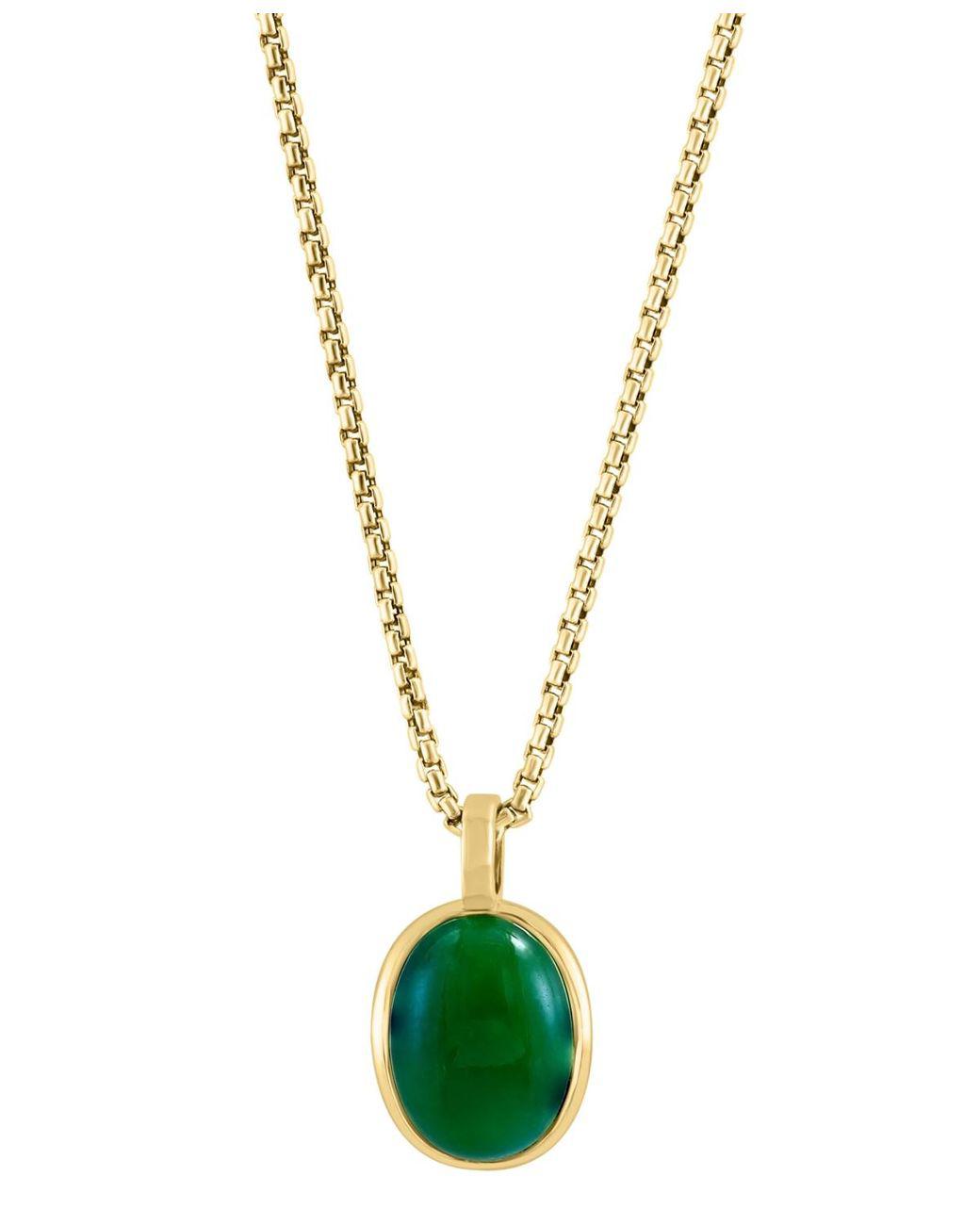 Men’s Metallic Effy Dyed Jade Oval Cabochon 22″ Pendant Necklace Men's Metallic Effy Dyed Jade Oval Cabochon 22" Pendant Necklace