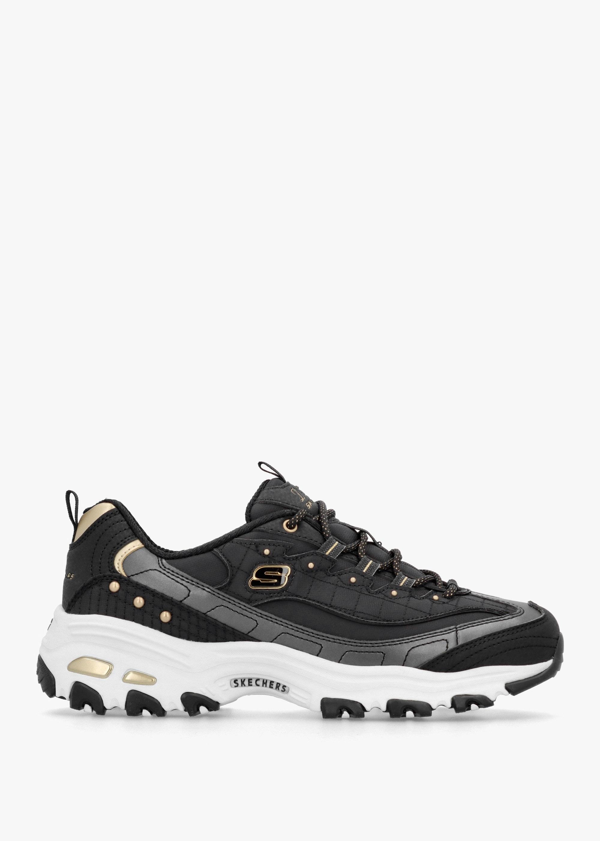 Skechers Women’s D’lites Night Black & Gold Trainers Skechers Women's D'lites Night Black & Gold Trainers