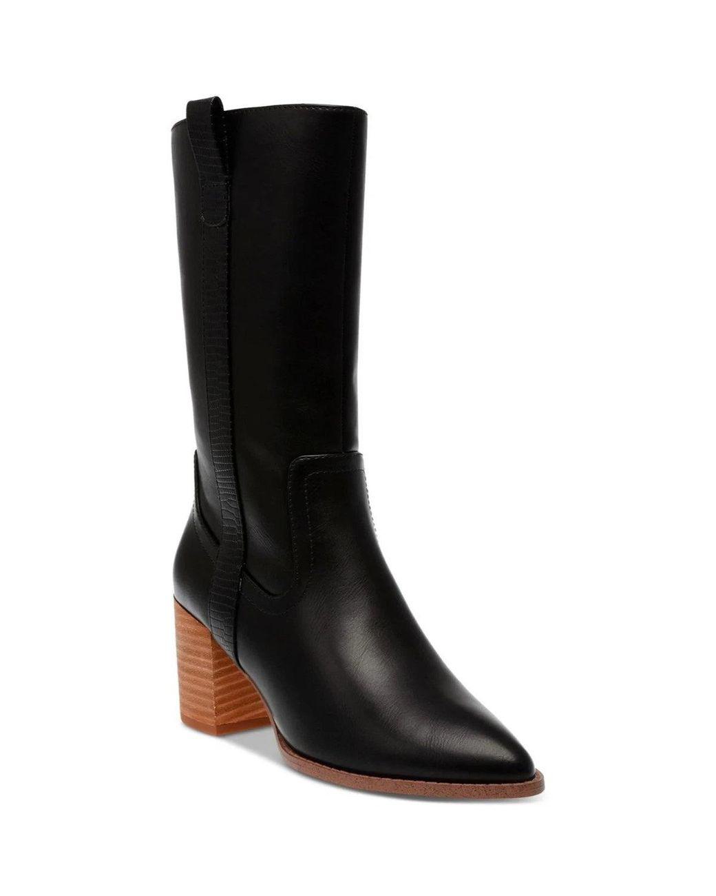 Women’s Black Dv Tezza Boots Leather Pointed Toe Block Heel Lion569 Women's Black Dv Tezza Boots Leather Pointed Toe Block Heel Lion569
