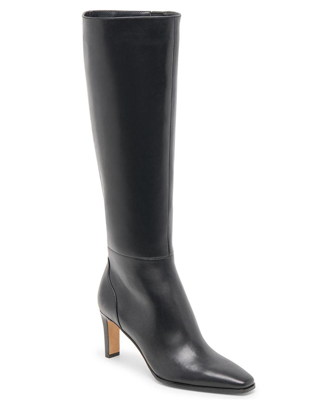 Women’s Black Emmi Wide-calf Pointed-toe Blade-heel Knee-high Tall Dress Boots Women's Black Emmi Wide-calf Pointed-toe Blade-heel Knee-high Tall Dress Boots