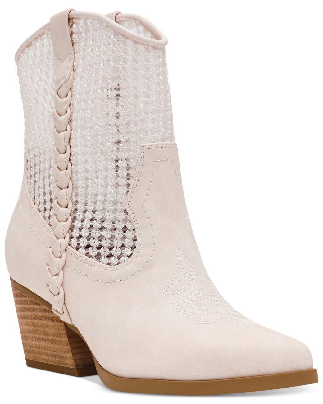 Women’s Natural Karyn Mesh Pull-on Western Cowboy Booties Women's Natural Karyn Mesh Pull-on Western Cowboy Booties