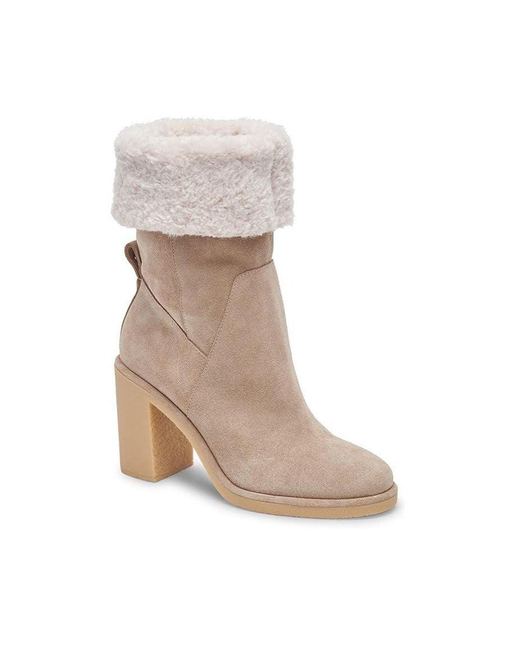 Women's Brown Caddie Plush Boots Taupe Faux Fur Ankle Bootie Jobb1658