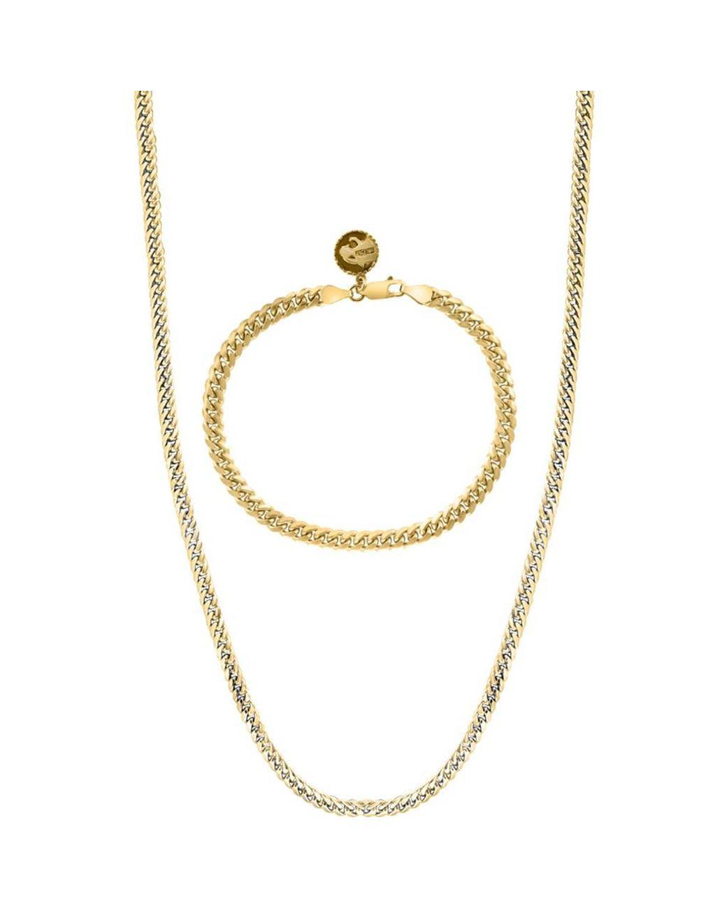 Men’s Metallic Wheat Chain Necklace & Bracelet Set Men's Metallic Wheat Chain Necklace & Bracelet Set