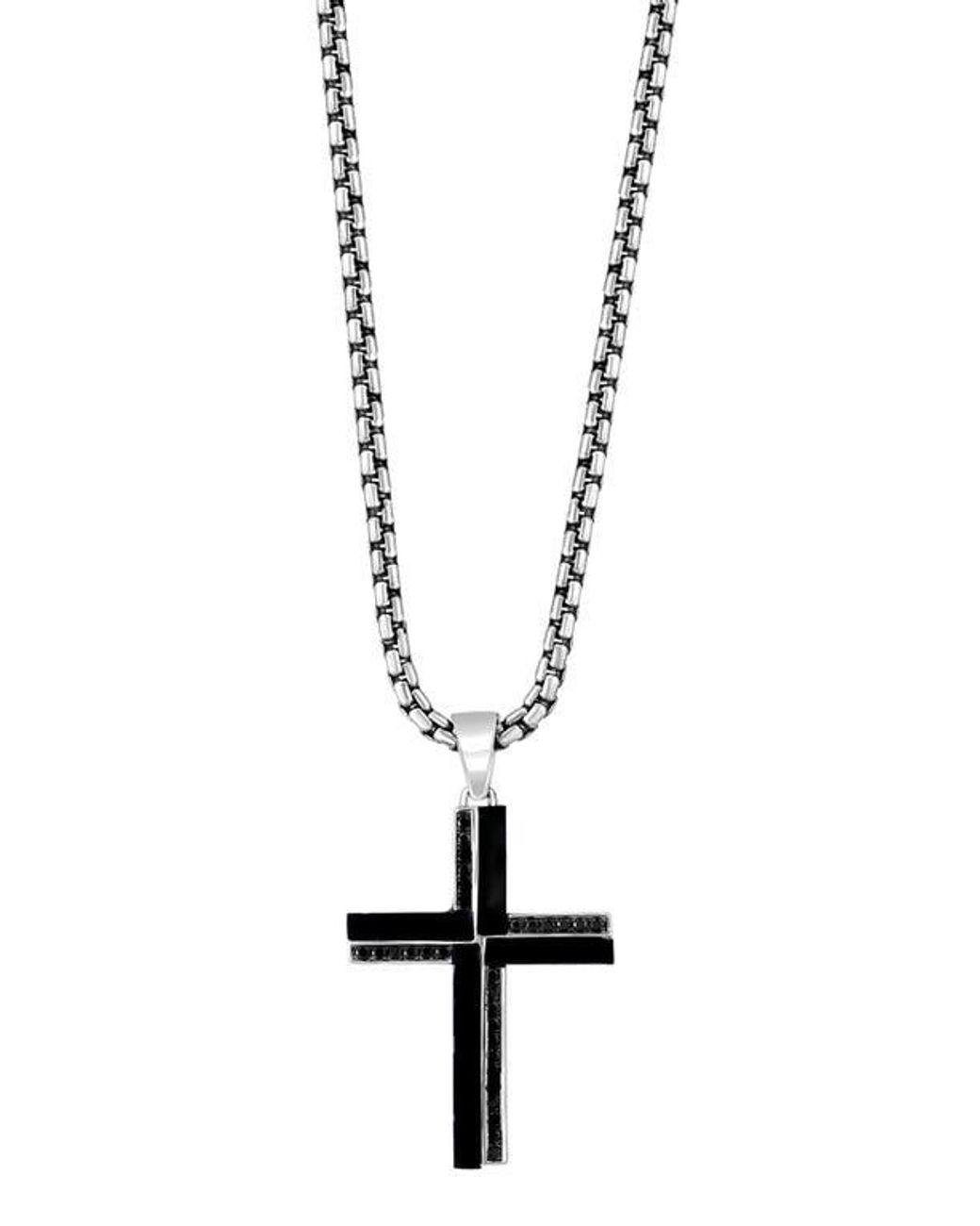 Men’s Black Sterling Onyx Cross Pendant Necklace Men's Black Sterling Onyx Cross Pendant Necklace